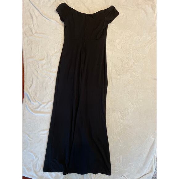 WINDSOR Women's Myra Formal High Slit Dress Size 15/16 Black Off The Shoulder - Picture 9 of 13